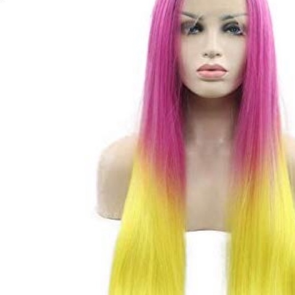 💫JERSEY PINK&YELLOW OMBRÉ GLUE-LESS CELEB Wig*NWT - Picture 7 of 8